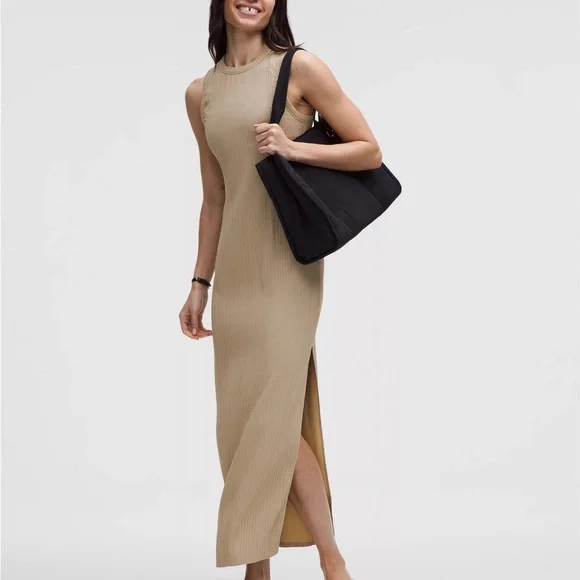 lululemon athletica | Dresses | Lululemon Sleeveless Pleated Stretch Maxi  Dress Sheer Oak Size M Nwt | Poshmark